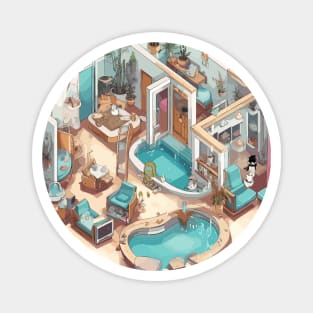 Isometric cat spa Magnet